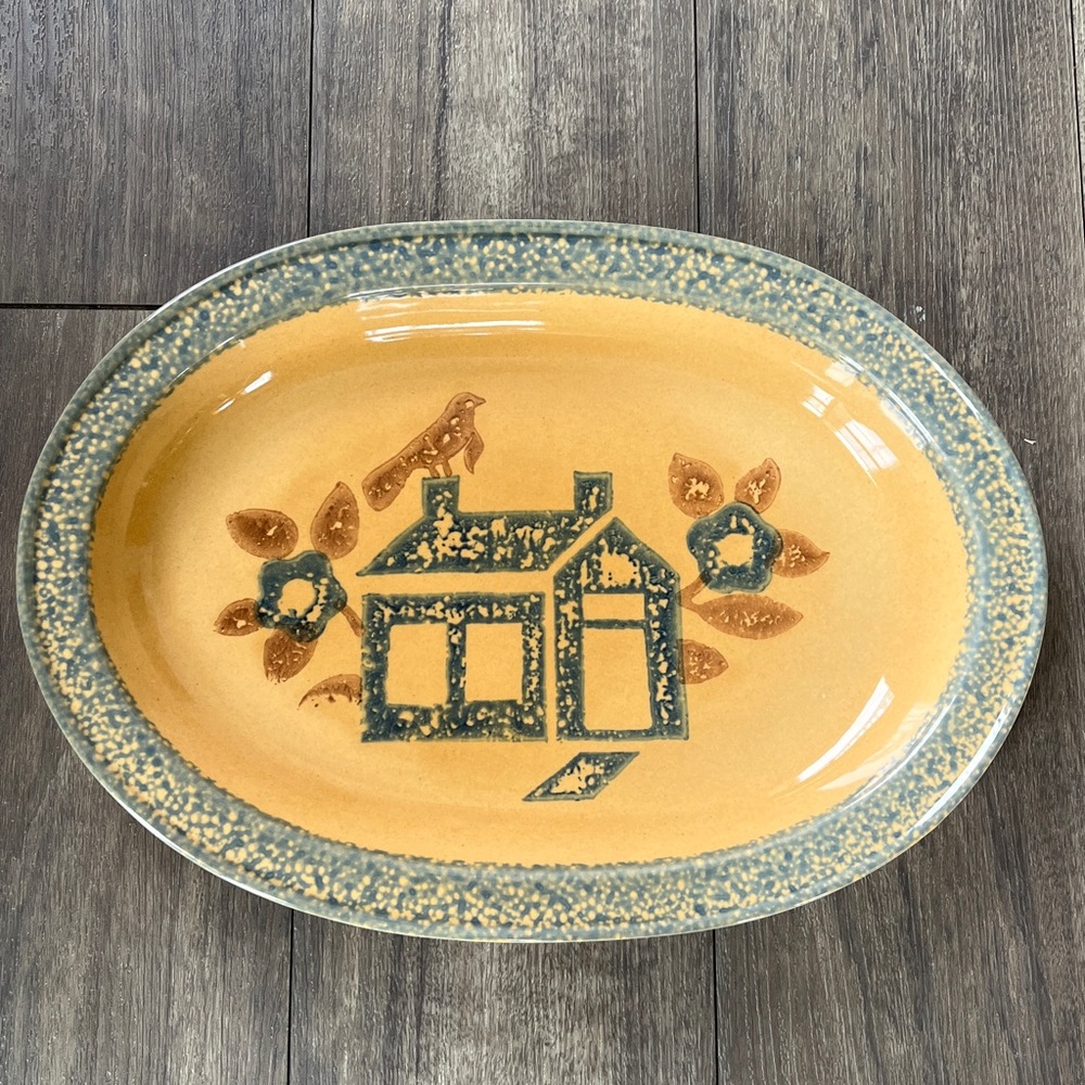 VINTAGE Pfaltzgraff America 80s Spongeware splatterware Serving Platter House